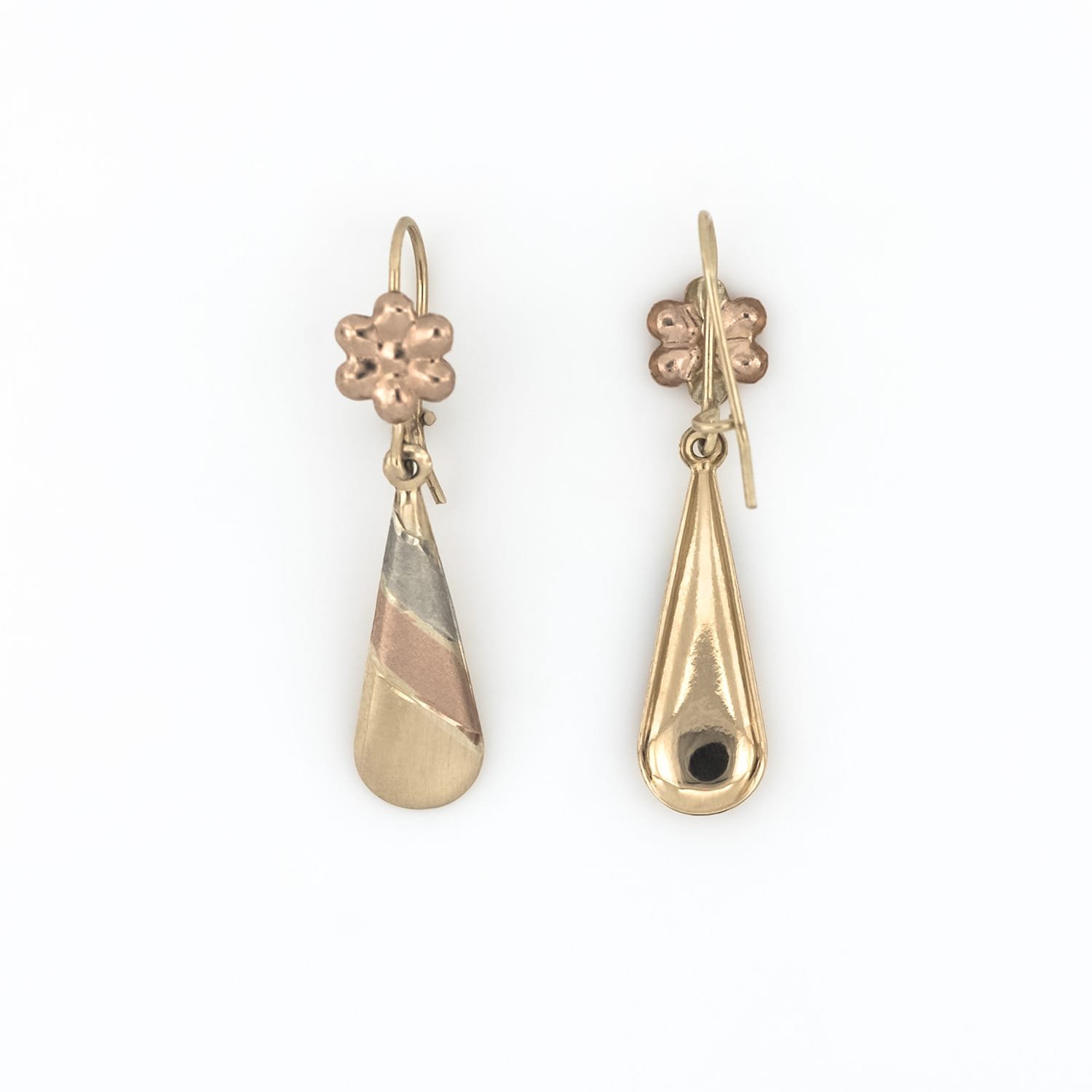 Aretes Gota Vintage de 3 Oros - Image 2
