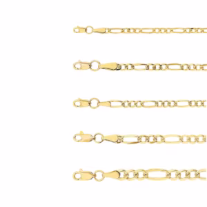 cadena fígaro plana pave oro 10k Clic oro