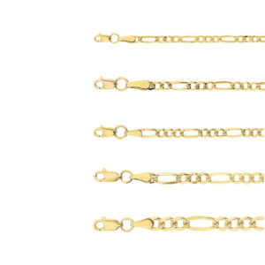 cadena fígaro plana pave oro 10k Clic oro