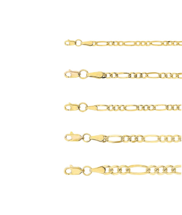 cadena fígaro plana pave oro 10k Clic oro