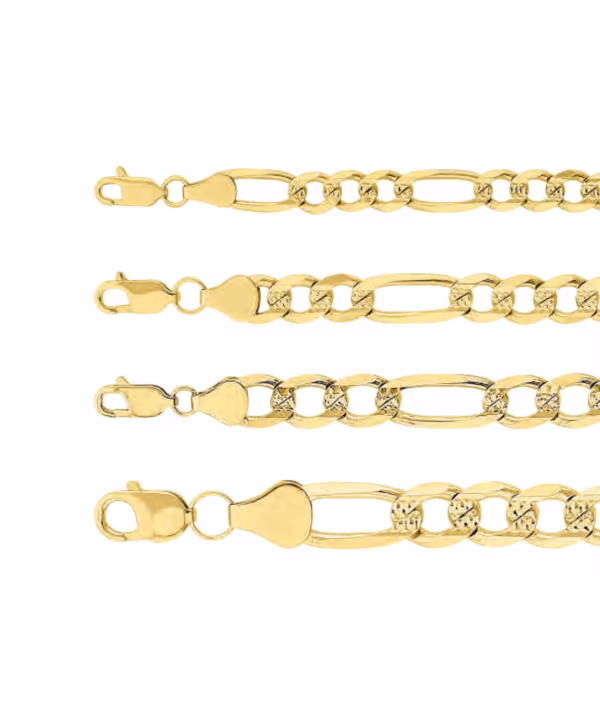cadena fígaro plana pave oro 10k Clic oro