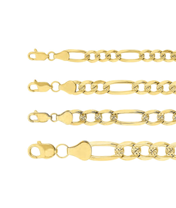 cadena fígaro plana pave oro 10k Clic oro