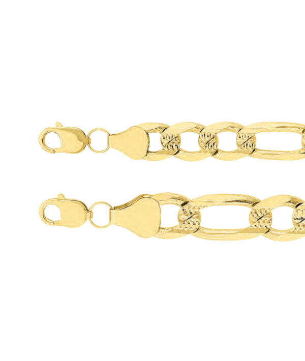 cadena fígaro plana pave oro 10k Clic oro caden