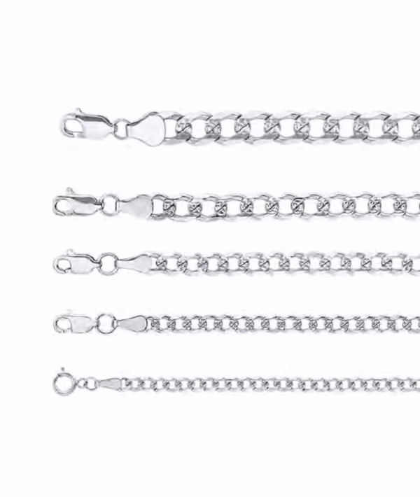Cadena barbada pave plata 925