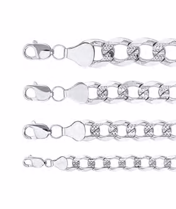 Cadena barbada pave plata 925