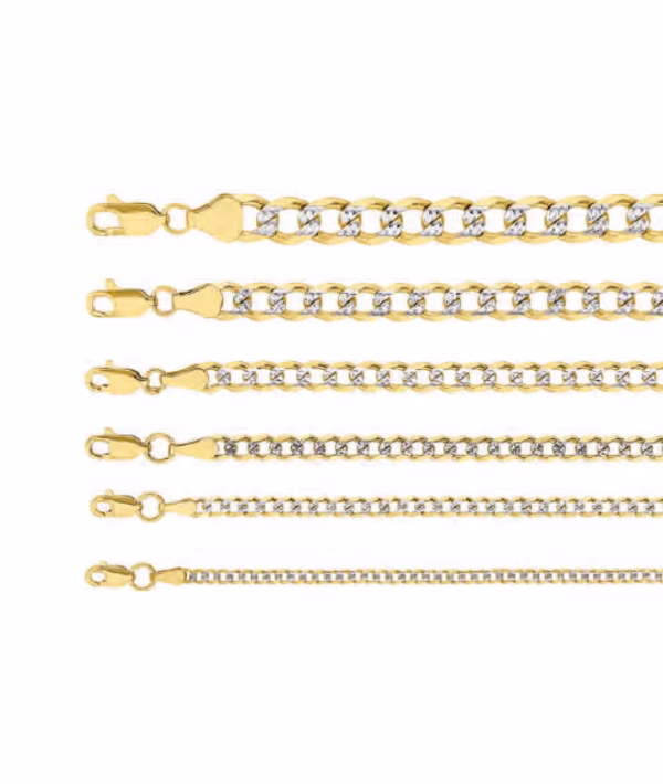 cadena barbada rodio oro 10k Clic oro