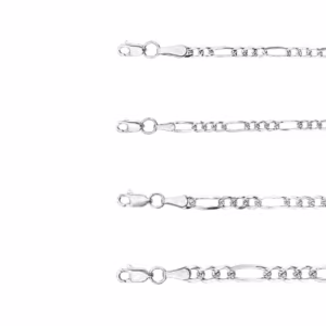 Cadena fígaro plana pave plata 925