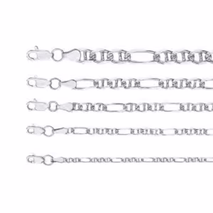 Cadena fígaro rombo pave plata 925