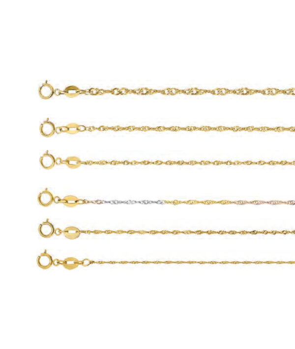 cadena torsal singapur amarilla oro 10k Clic oro