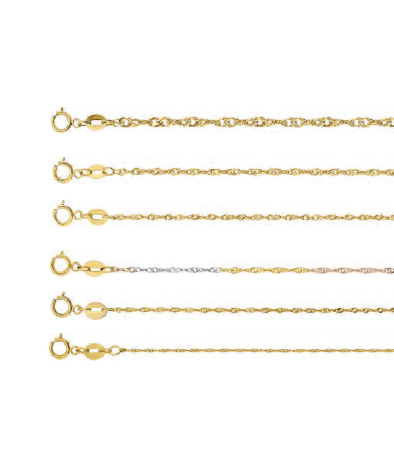 cadena torsal singapur amarilla oro 10k Clic oro