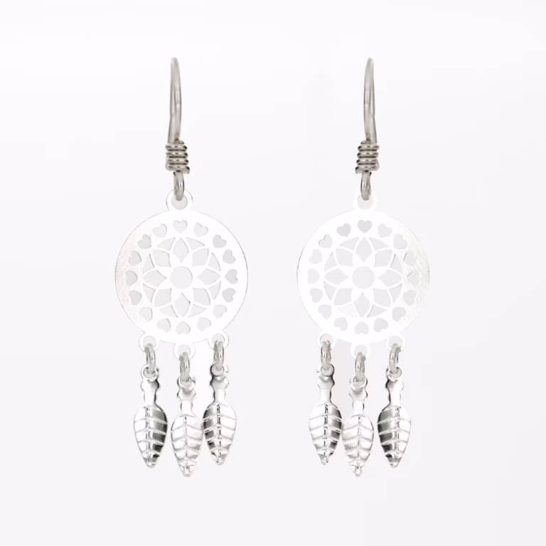 arete atrapasueños plata 925 clic oro 1