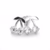 aretes de cereza plata 925 clic oro blancos