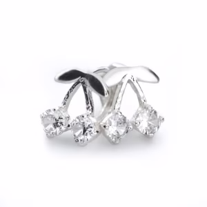 aretes de cereza plata 925 clic oro blancos