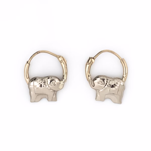 aretes elefante oro 10k