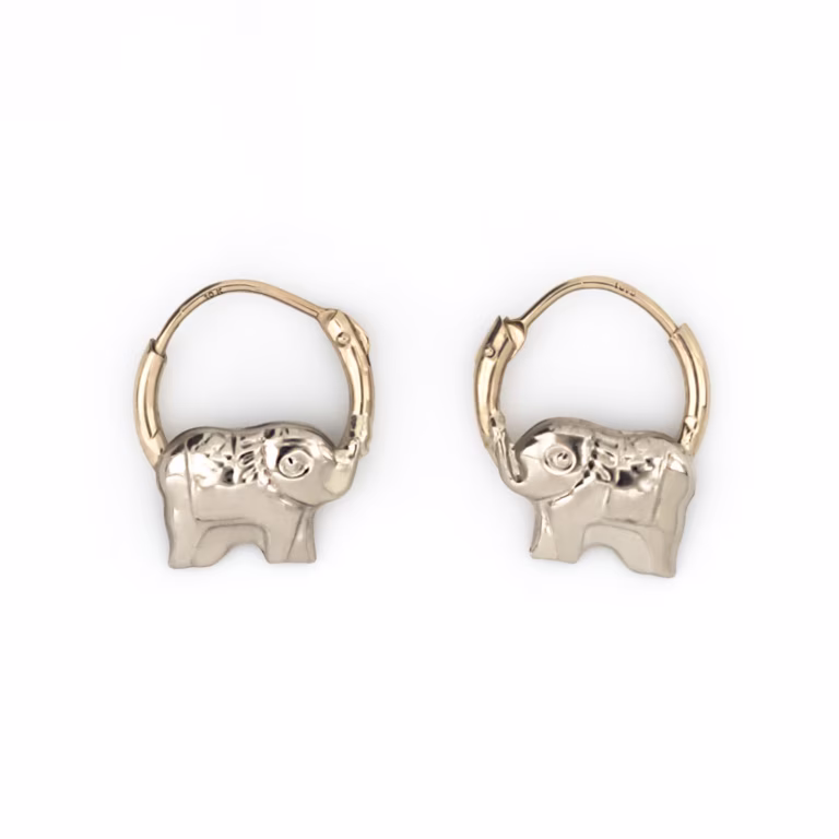 aretes elefante oro 10k