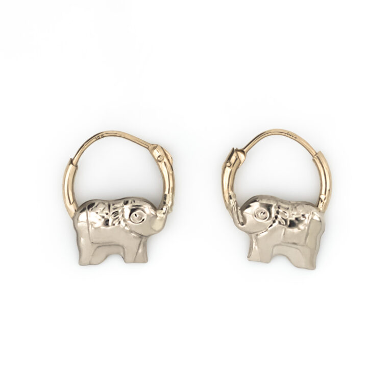 aretes elefante oro 10k