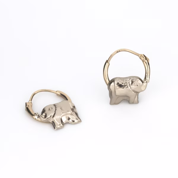 aretes elefante oro 10k clic oro