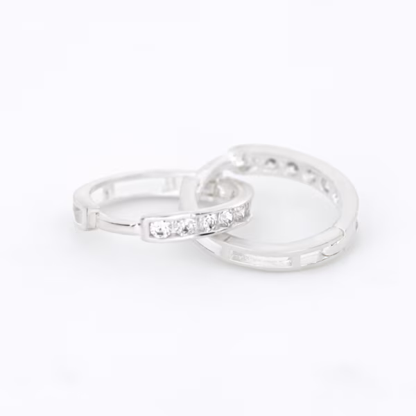 aretes línea diamantada plata 925 clic oro entrelazado