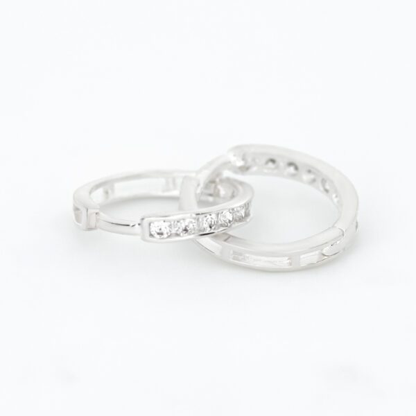 aretes línea diamantada plata 925 clic oro entrelazado
