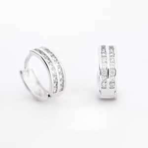 Arete línea diamantada doble plata 925