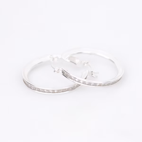 aretes línea diamantada plata 925 clic oro grandes