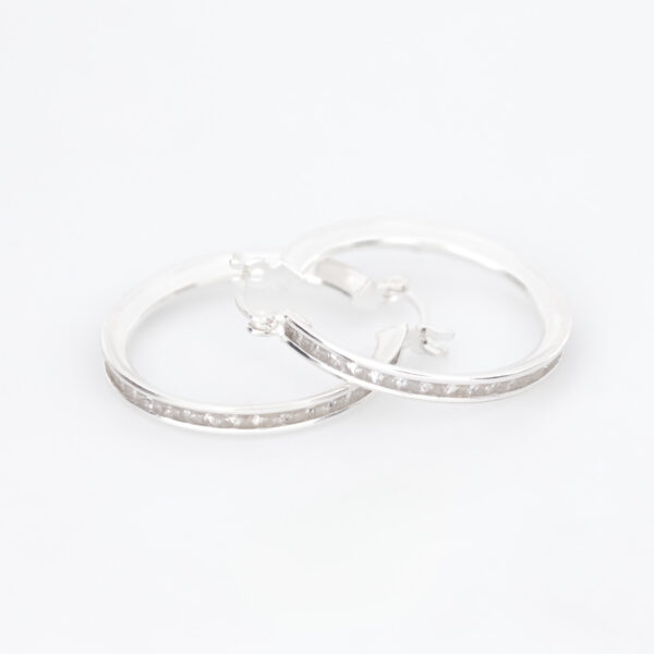 aretes línea diamantada plata 925 clic oro grandes
