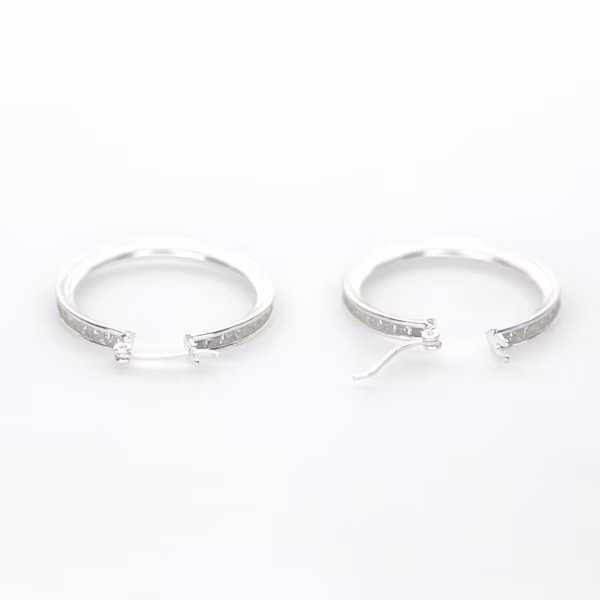 aretes línea diamantada plata 925 clic oro broche