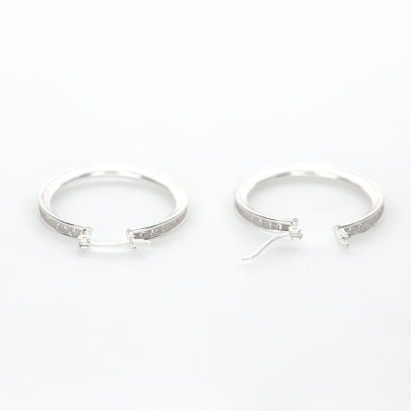 aretes línea diamantada plata 925 clic oro broche