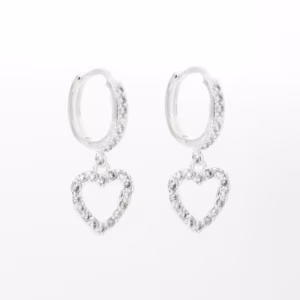 aretes dije de corazón plata 925 clic oro