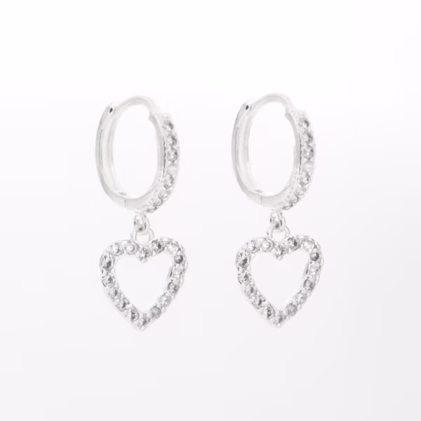 aretes dije de corazón plata 925 clic oro