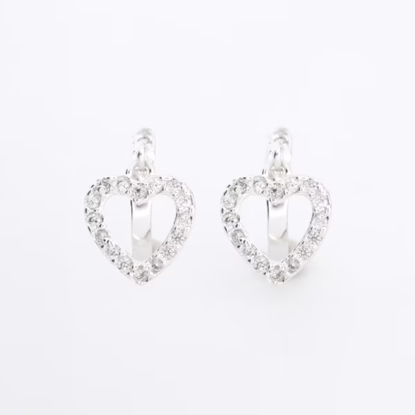 aretes dije de corazón plata 925 clic oro