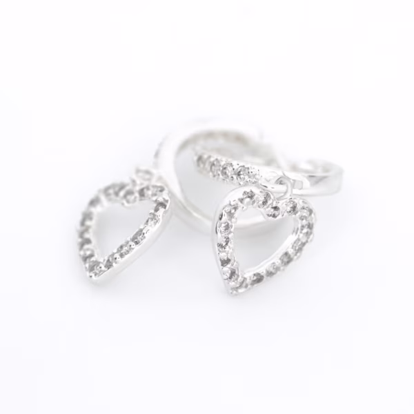 aretes dije de corazón plata 925 clic oro entrelazados