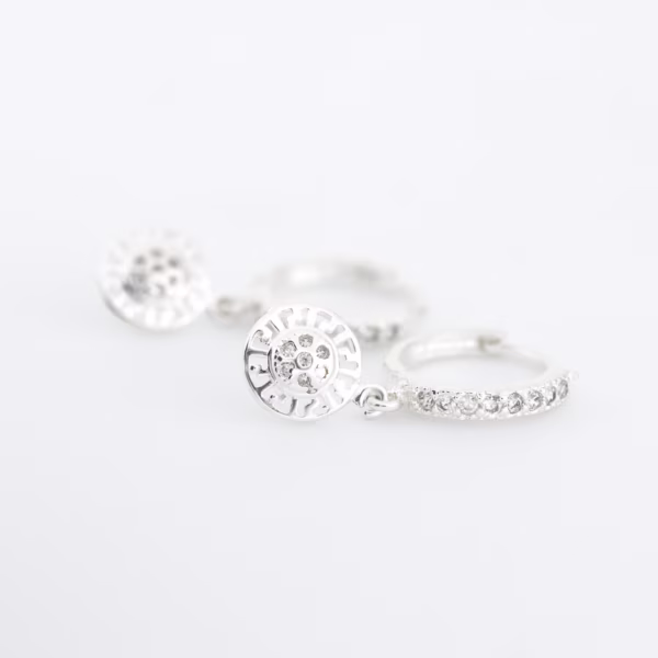 arete dije de escudo de plata 925 clic oro