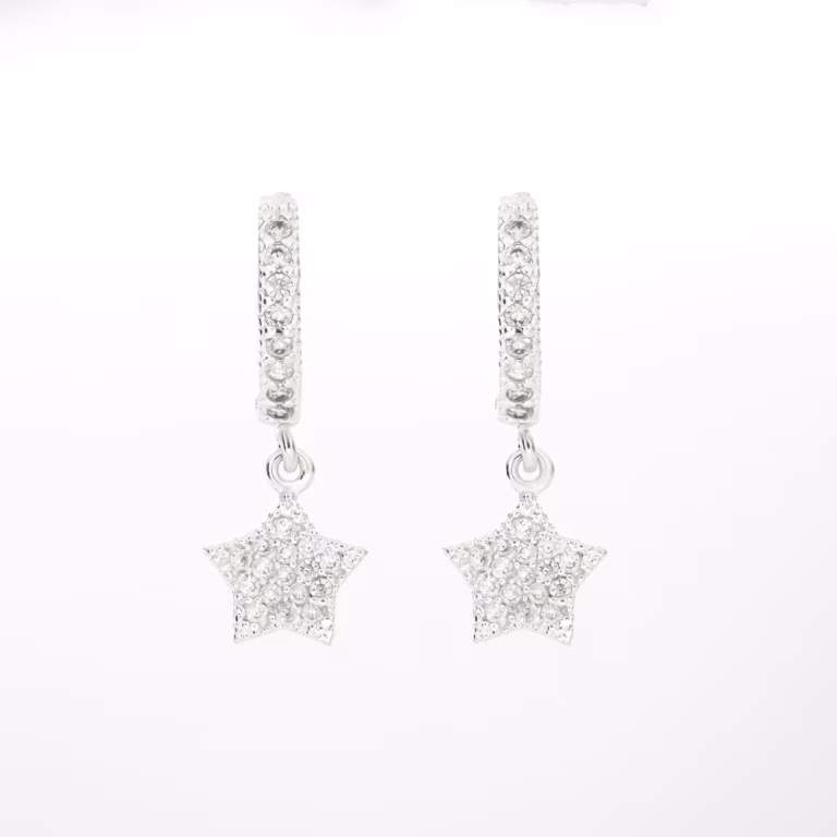 aretes dije estrella plata 925 clic oro