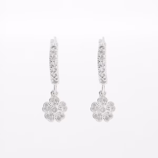 aretes flores plata 925 clic oro