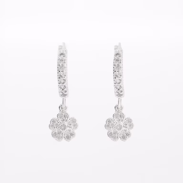 aretes flores plata 925 clic oro