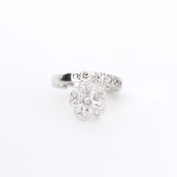 aretes flores plata 925 clic oro detalles