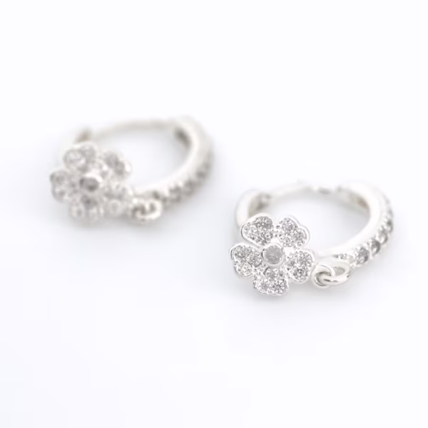 aretes flore splata 925 clic oro separados