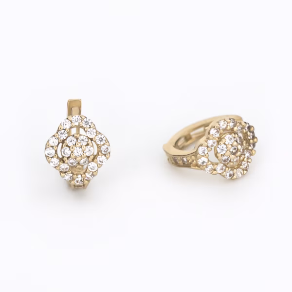 aretes flor oro 10k