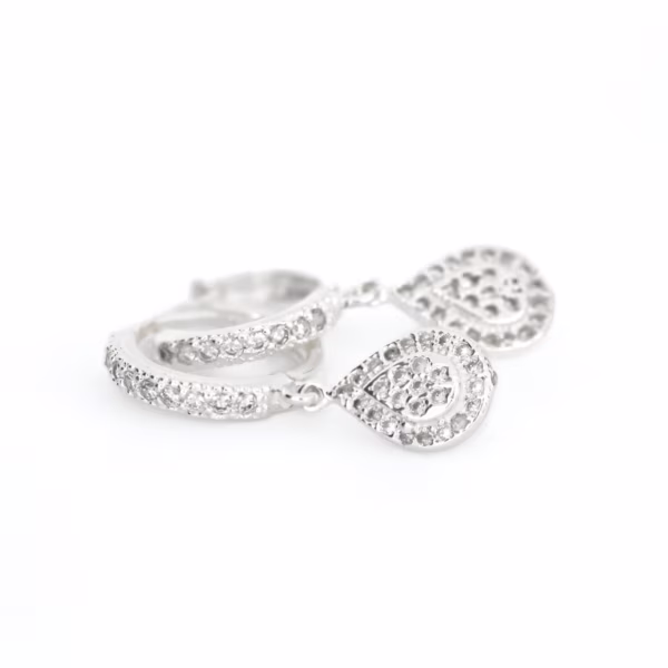 aretes gota plata 925 clic oro acostados