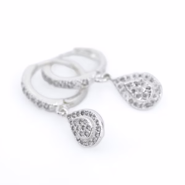 aretes gota plata 925 clic oro lateral