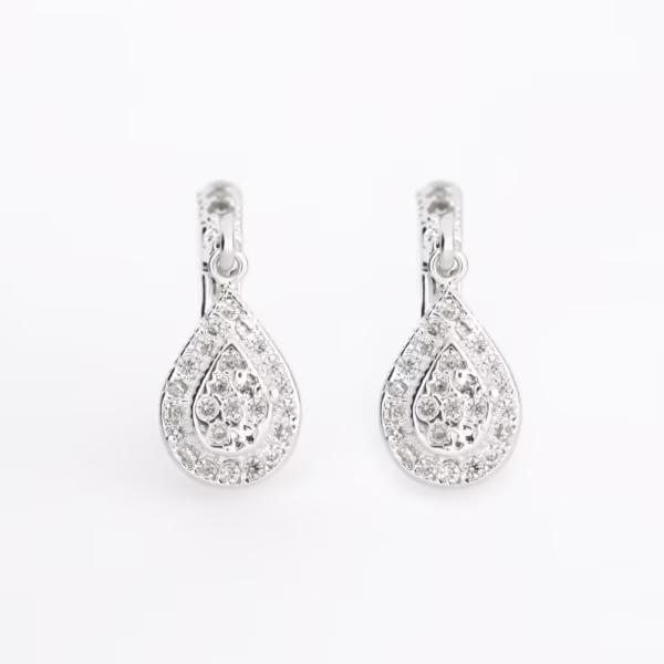 aretes gota plata 925 clic oro detalle