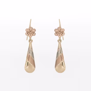 aretes gota vintage de 3 oros oro 10k