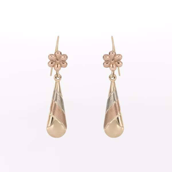 aretes gota vintage de 3 oros oro 10k