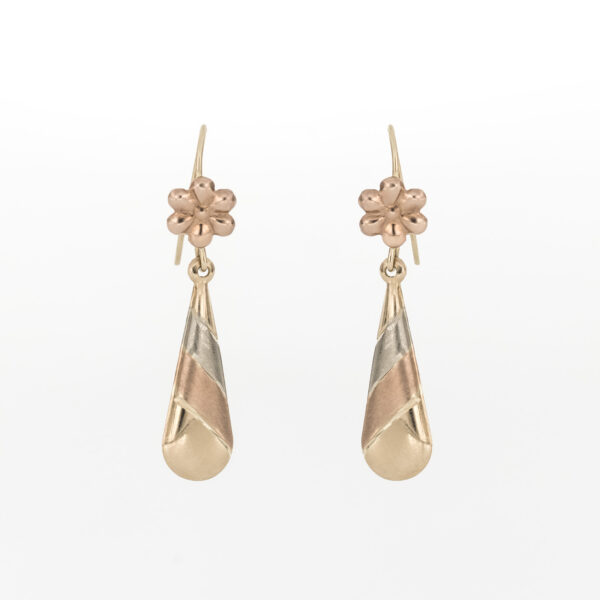 aretes gota vintage de 3 oros oro 10k