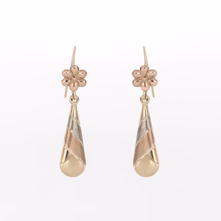aretes gota vintage de 3 oros oro 10k