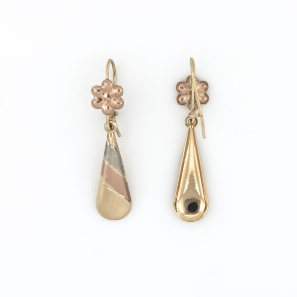 aretes gota vintage de 3 oros oro 10k vista trasera