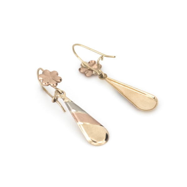 aretes gota vintage de 3 oros oro 10k Clic oro