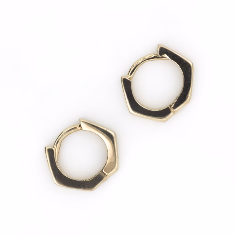 aretes hexagonales oro 10k Clic oro