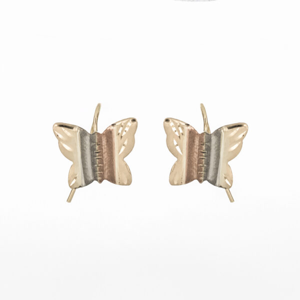 aretes mariposa de 3 oros oro 10k